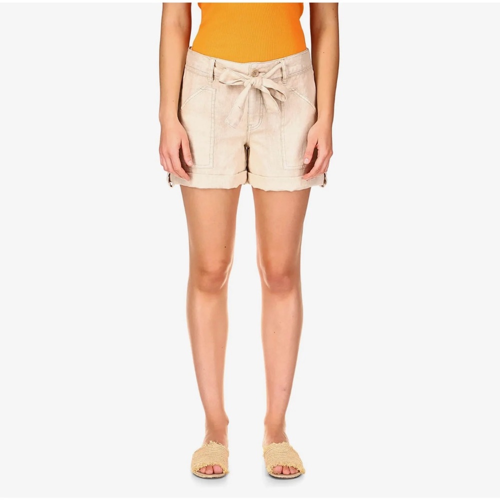 Sanctuary Linen Cargo Shorts with Tie-Front size 31